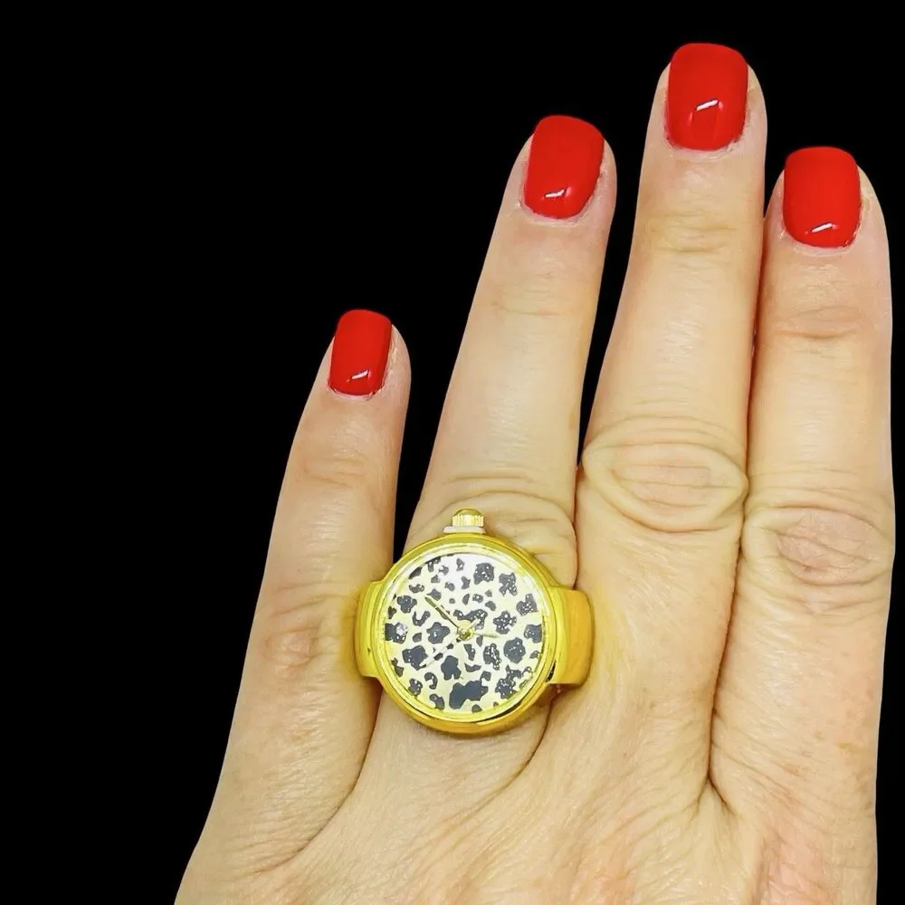 BOZHI Ring Watch Gold Design With Crystals New